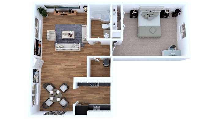 a 3d rendering of a two bedroom apartment at The  Element At 464