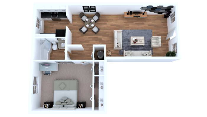 a 3d rendering of a two bedroom apartment at The  Element At 464